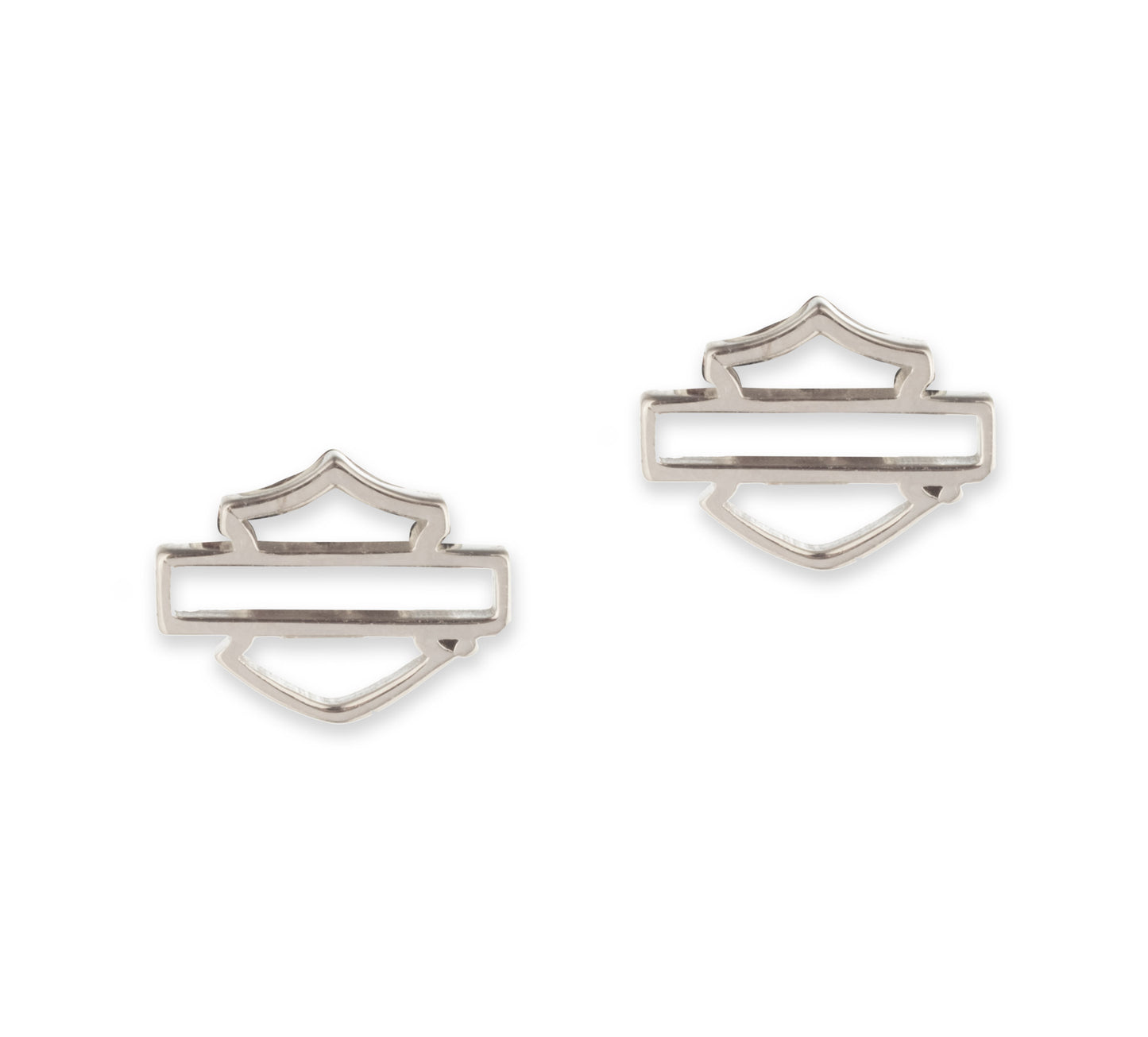 WOMEN'S BOXED 11MM STERLING SILVER OPEN BAR & SHIELD STUD EARRINGS