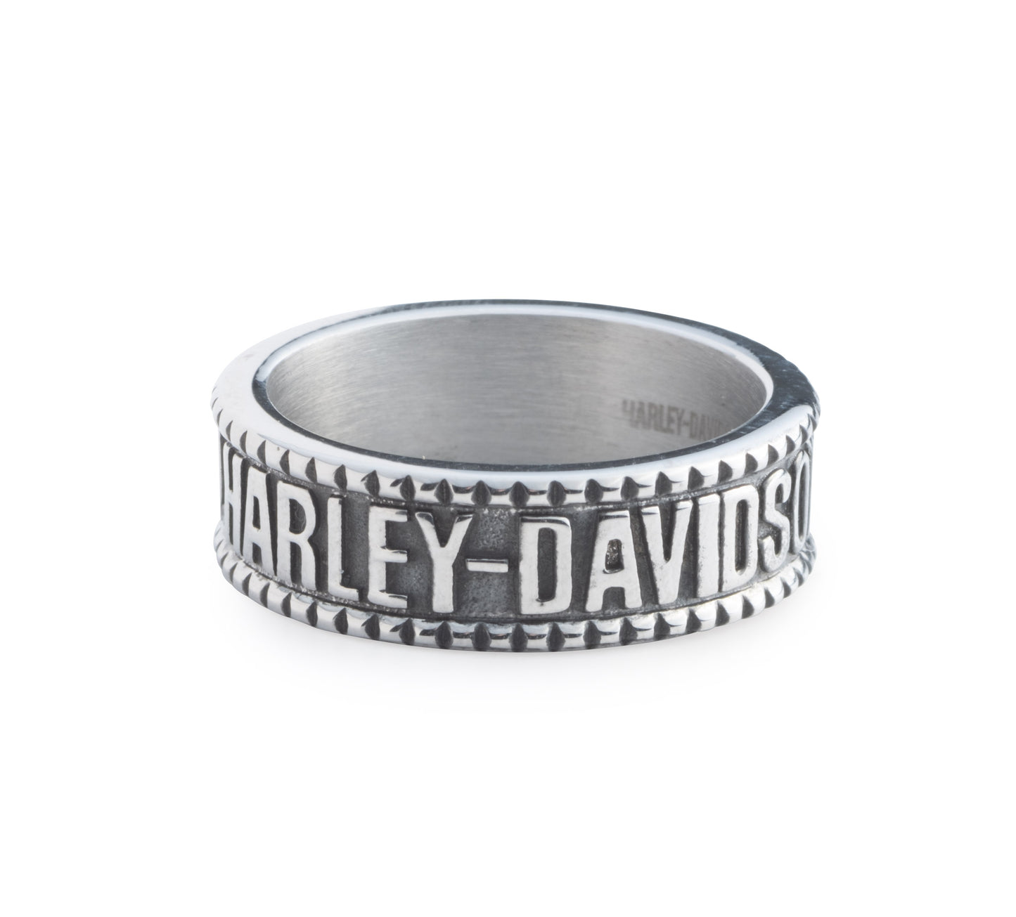 MEN'S BOXED SIZE STAINLESS STEEL RAISED H-D RING.
