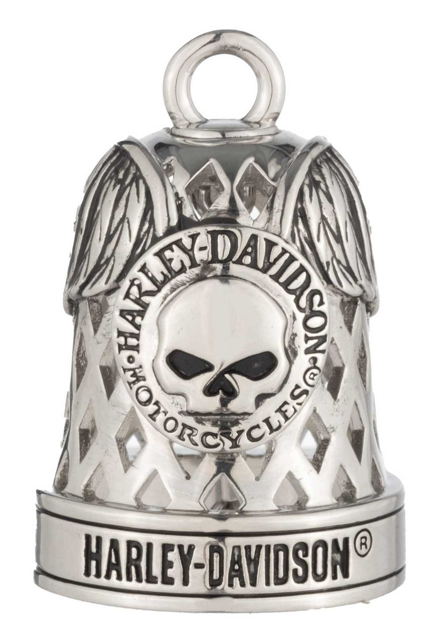 Harley-Davidson® Winged Willie G Skull Diamond Cut Outs Ride Bell, Silver Finish