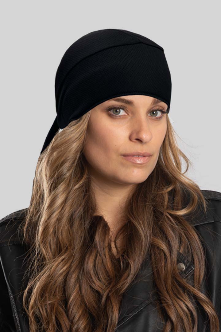 Solid Black Perforated Full-Head Wrap