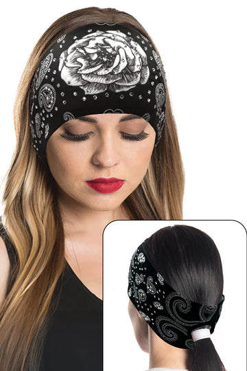 Rose Paisley w/ Gems & Ponytail