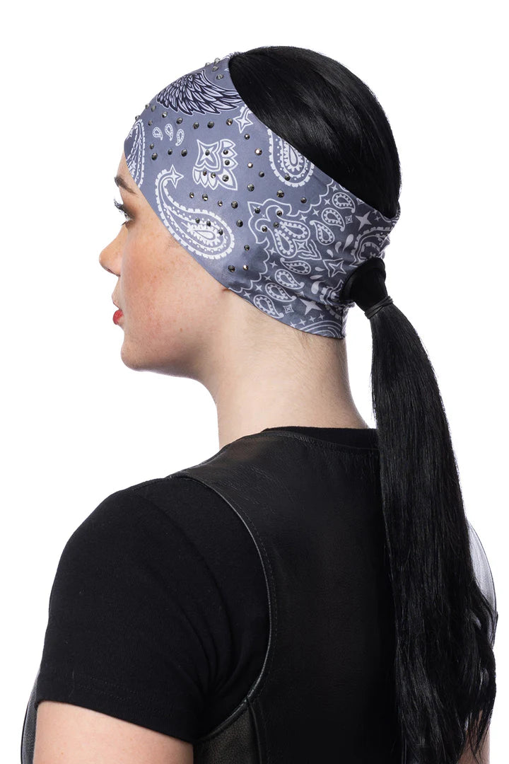 Ponytail Gray Eagle Paisley w/ Gems