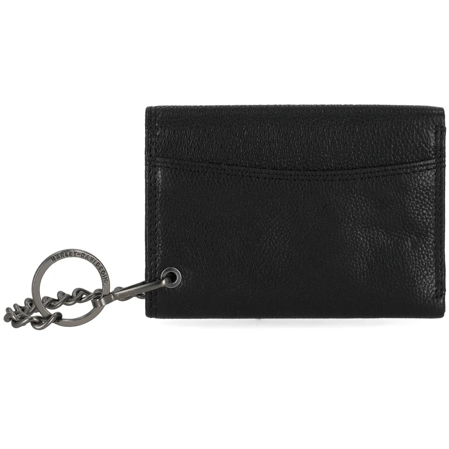 Skull Emboss Medium Trifold Wallet with Chain