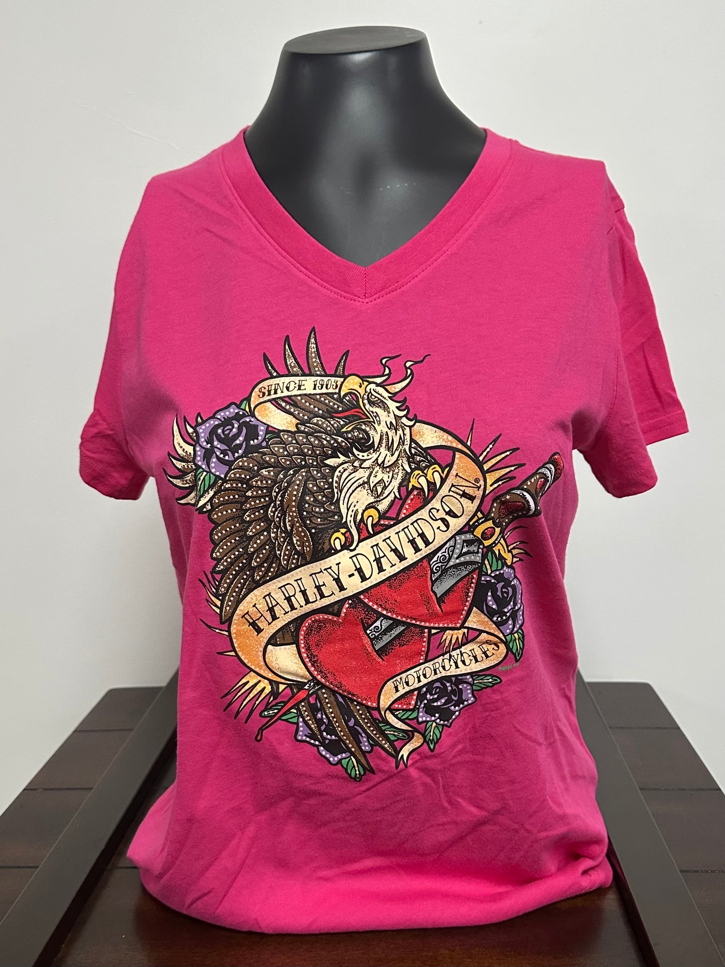 H-D Eagle Heart Women's V-Neck Tee