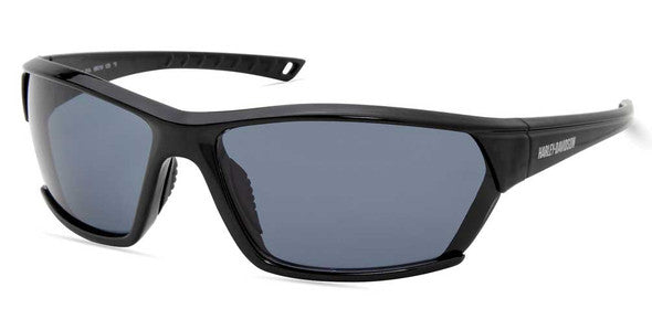 Harley-Davidson® Men's Geometric Shape Sunglasses, Shiny Black Frame & Smoke Lens