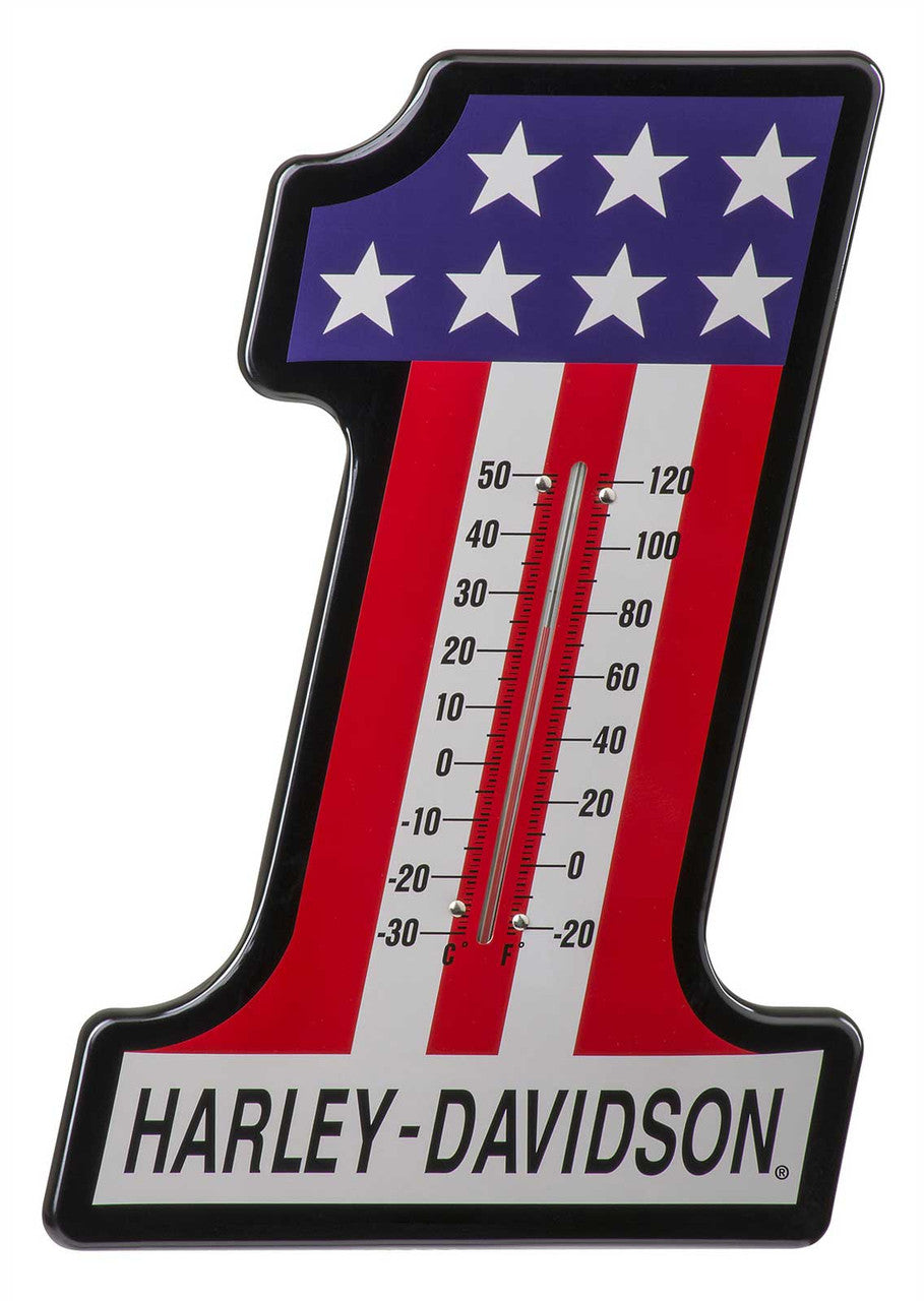 Harley-Davidson® #1 RWB Racing Custom Shaped Logo Durable Metal Thermometer
