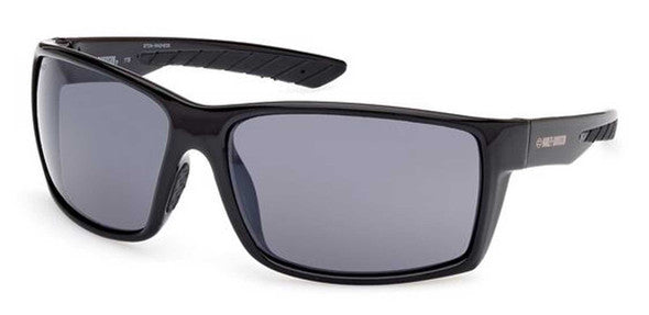 Harley-Davidson® Men's Tech Square Sunglasses, Shiny Black Frames & Smoke Lenses