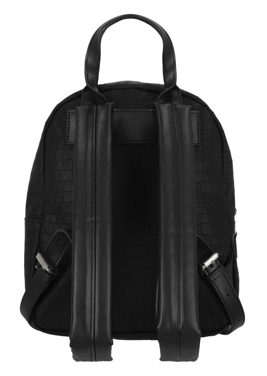 H-D Women's Croco Embossed Stud Bar & Shield Backpack, Black