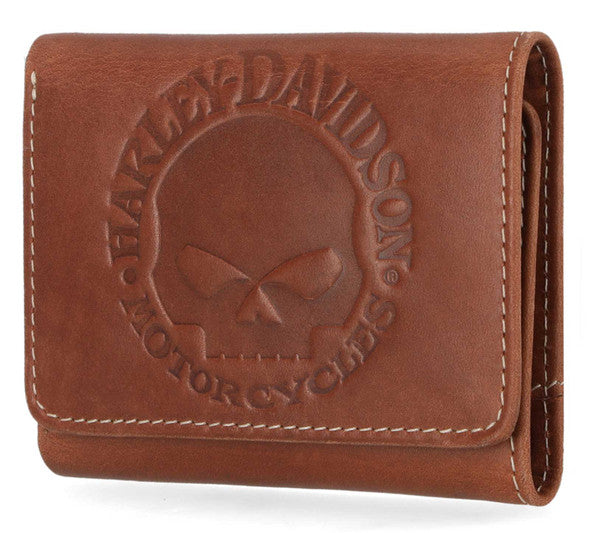 Willie G Trifold Snap Wallet Cognac