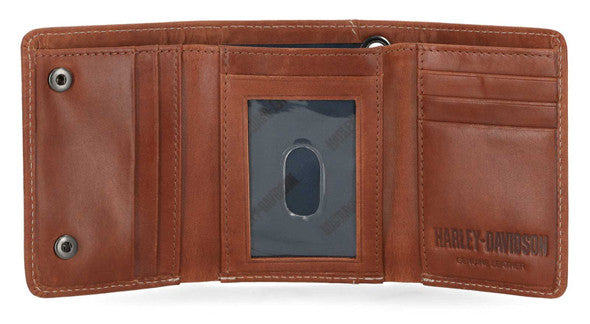 Willie G Trifold Snap Wallet Cognac