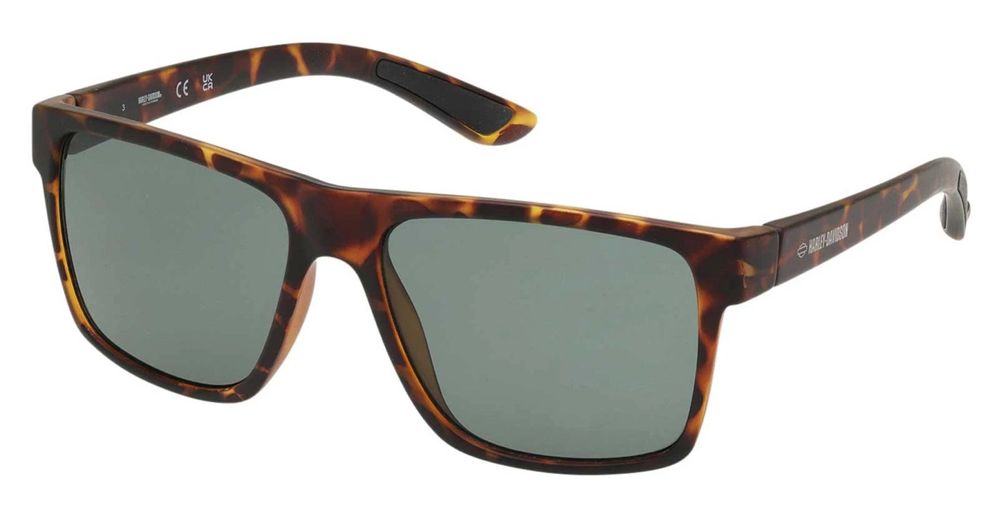 Harley-Davidson Men's Navigator Sunglasses Matte Tortoise Frame & Green Lens