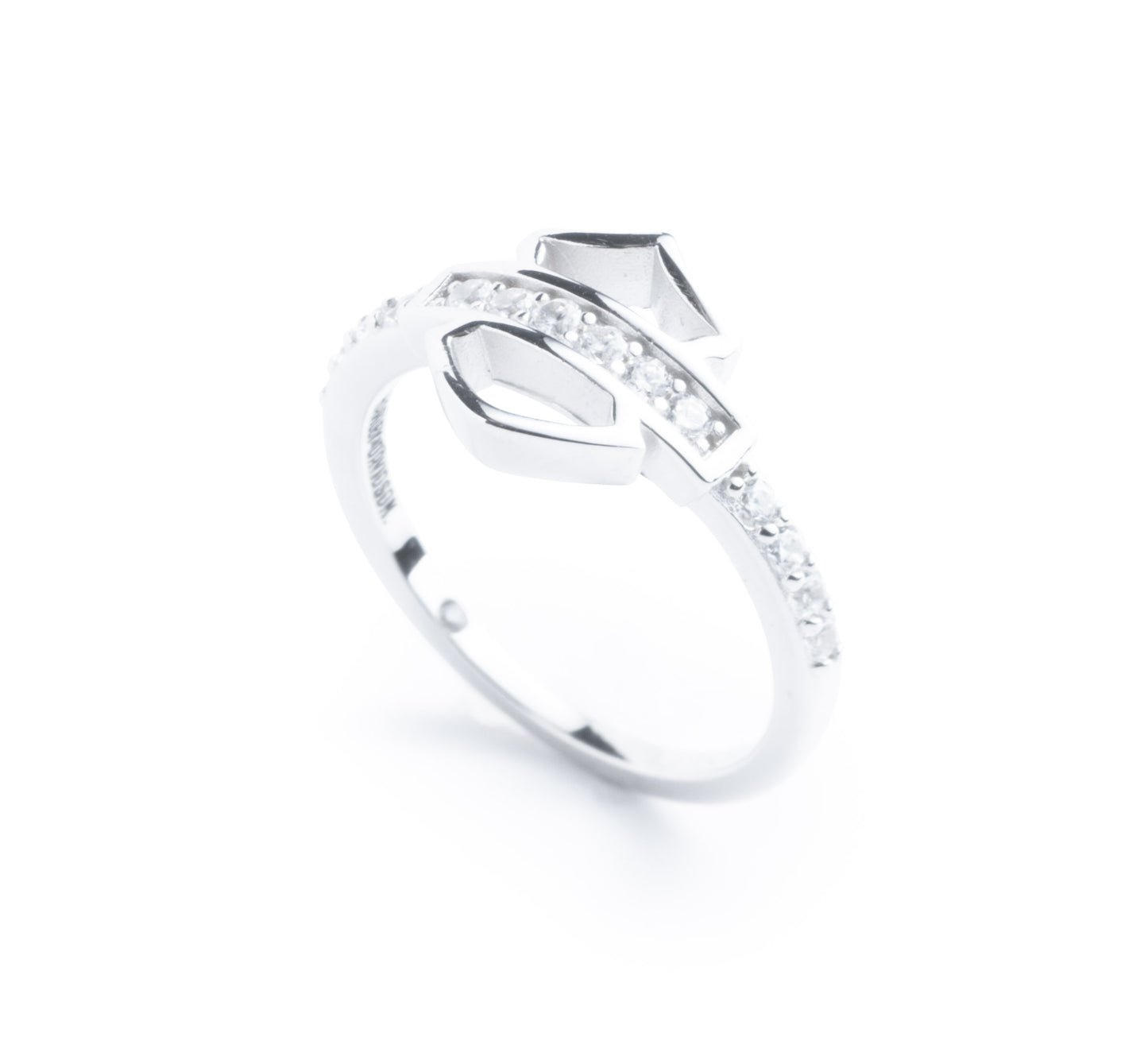 Open Bar & Shield Pave Ring