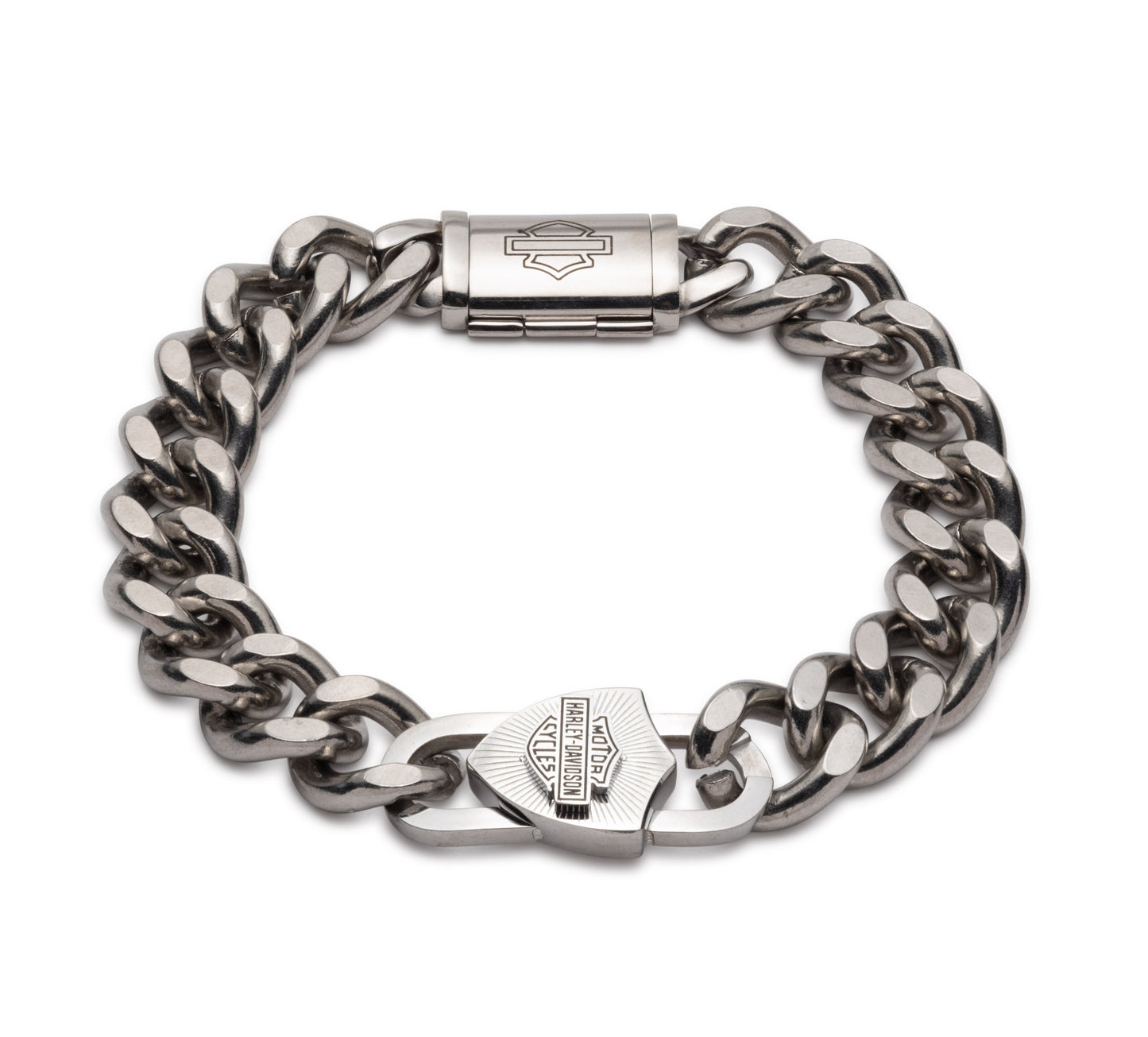 Boxed Bar & Shield Padlock Bracelet