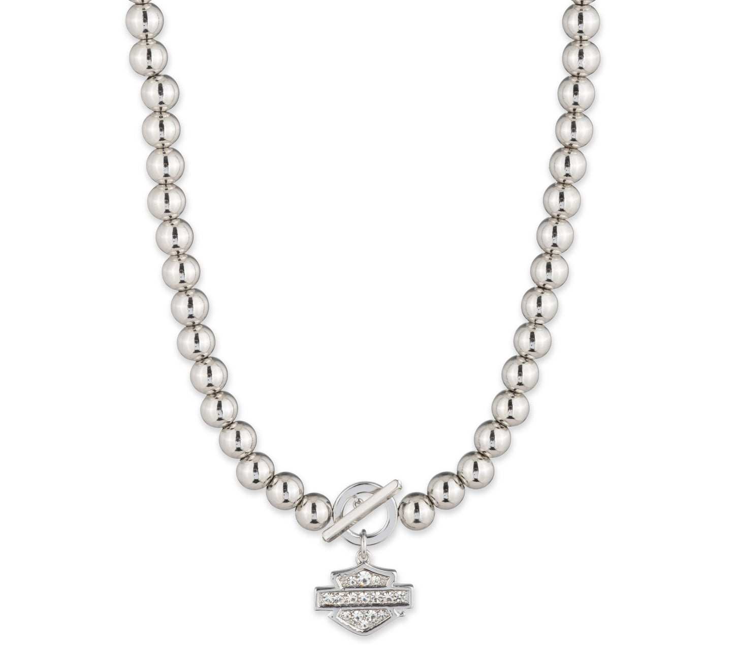 Bar & Shield Bead Chain Necklace