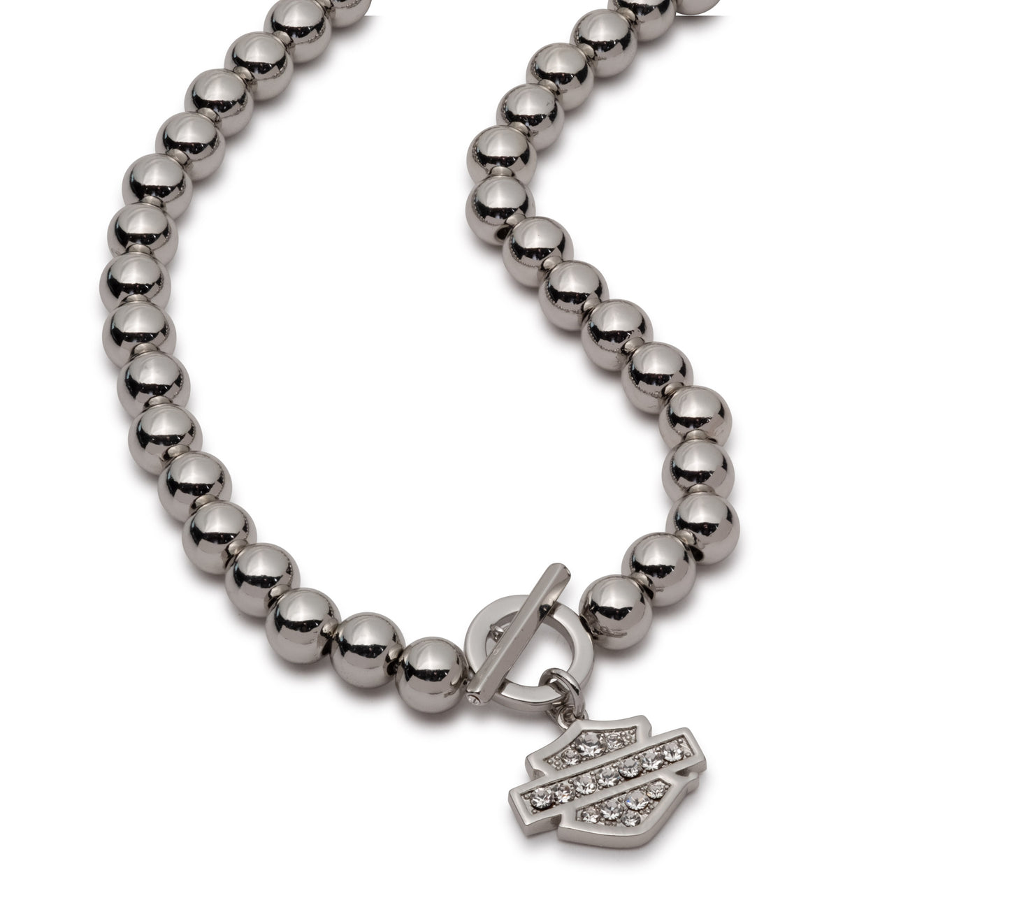 Bar & Shield Bead Chain Necklace