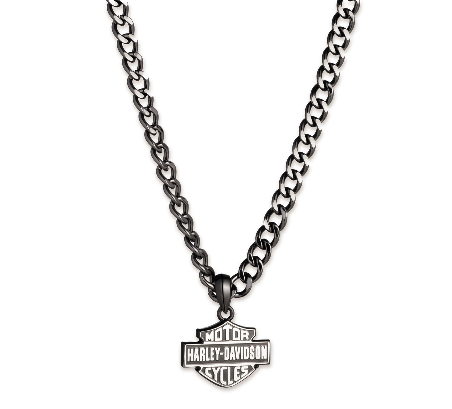 Stainless B&S Logo Pendant Necklace Black