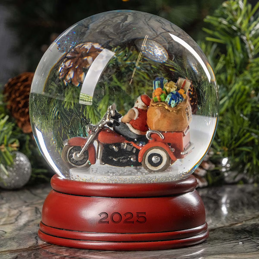 Biker Santa Snow Globe