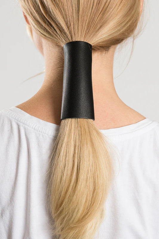 4 Inch Solid Black Leather Hair Glove