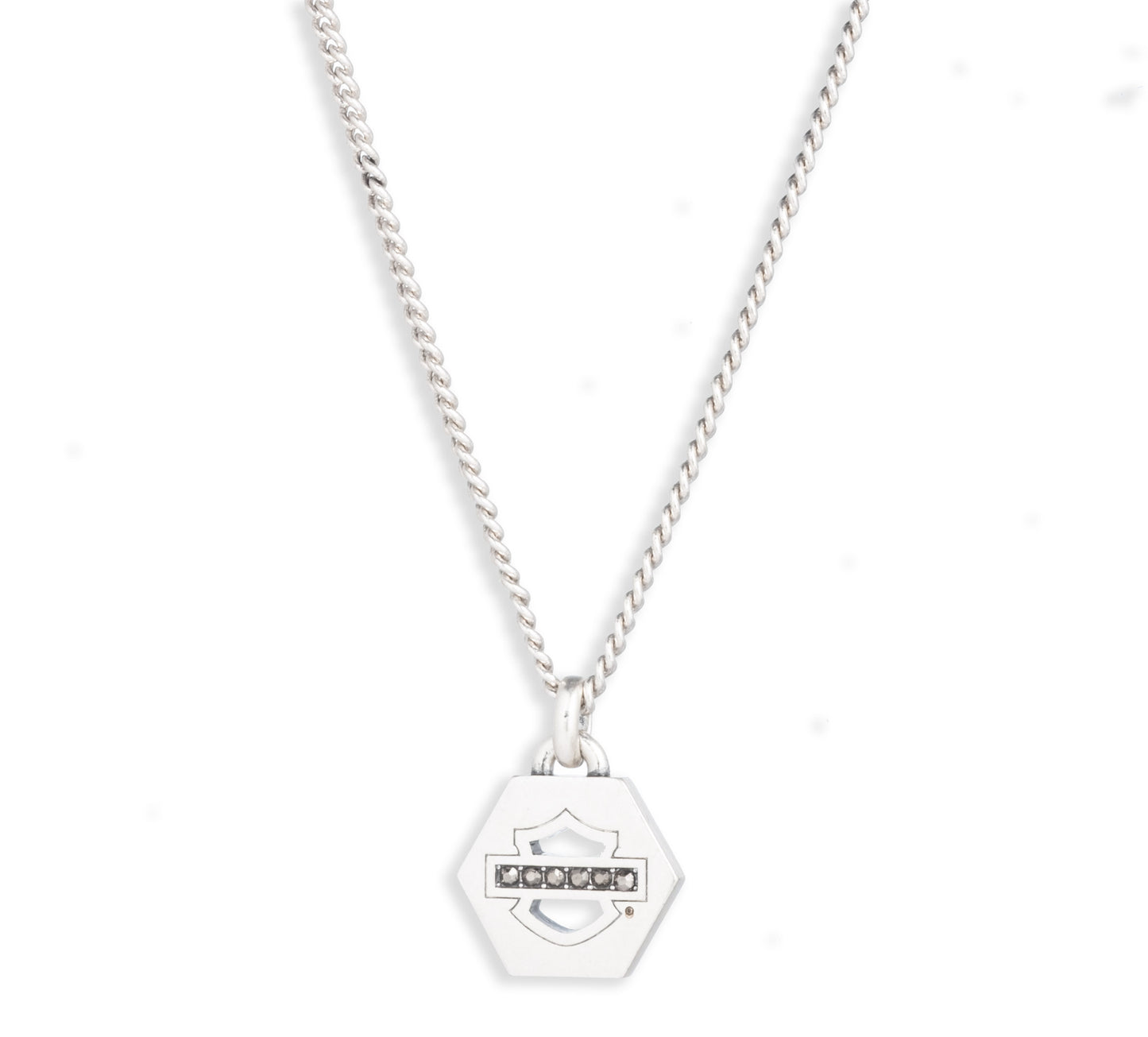 MEN'S 22" BRASS AND HEMATITE B&S HEXAGON PENDANT. INCLUDES 2" EXTENDER.