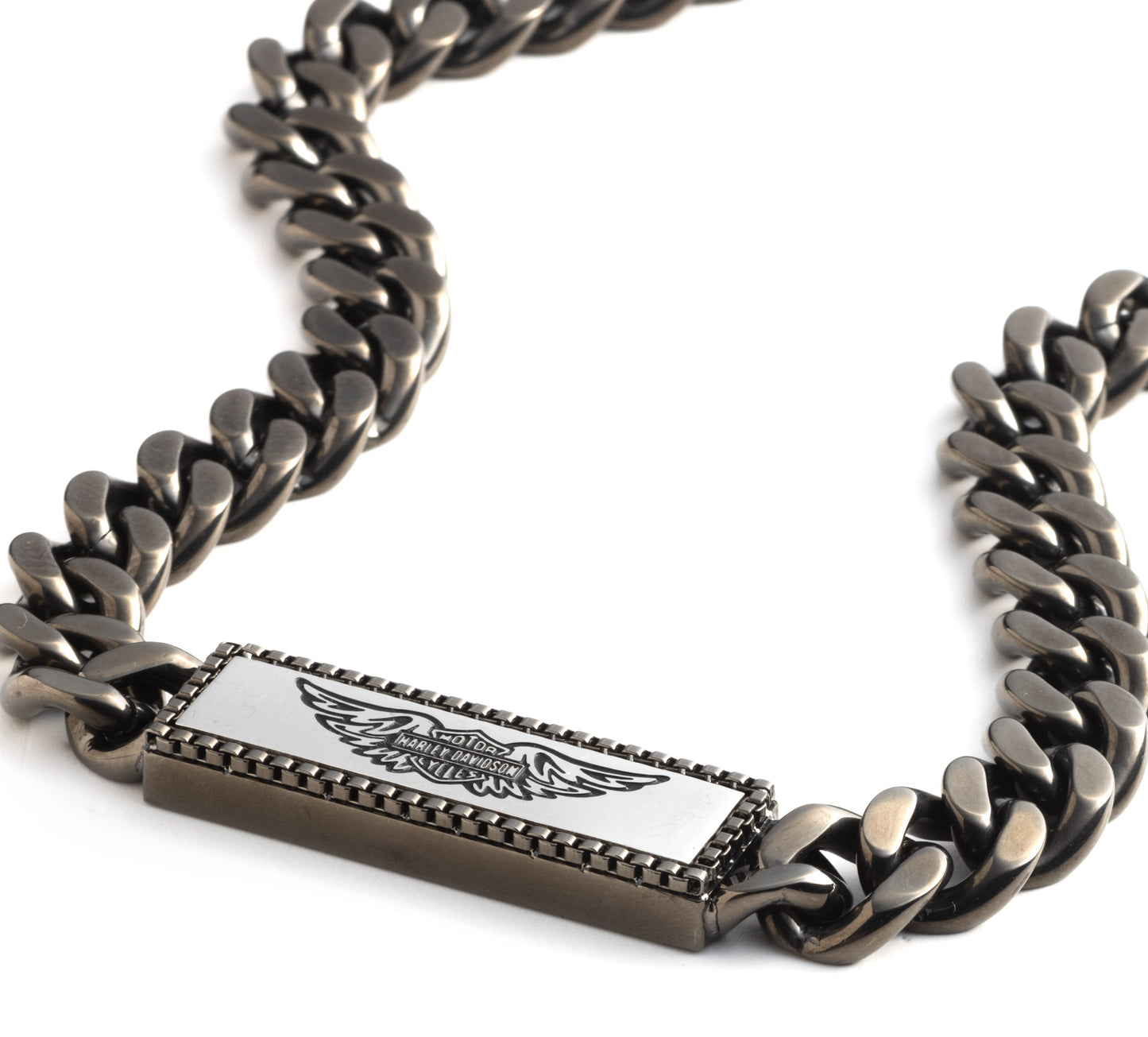 MEN'S 22" STAINLESS STEEL CURB CHAIN WITH WING LOGO ENGRAVING NECKLACE.