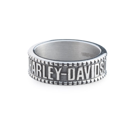 MEN'S BOXED SIZE  STAINLESS STEEL RAISED H-D RING.
