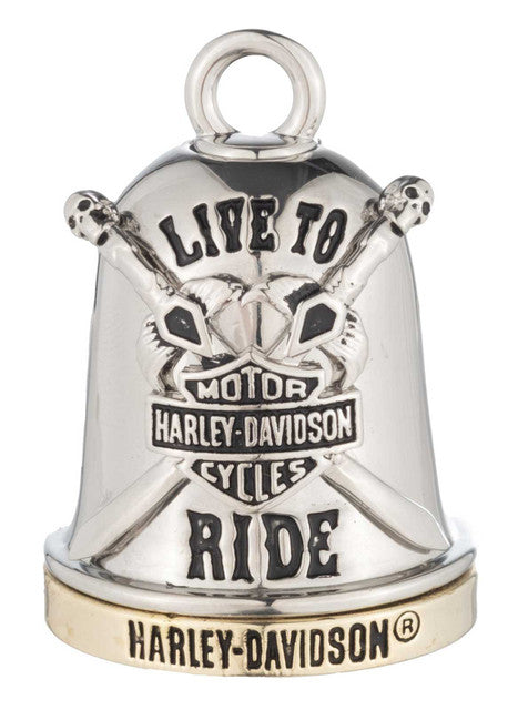 Harley-Davidson® Live To Ride Sword Crest Bar & Shield Ride Bell, Silver/Gold