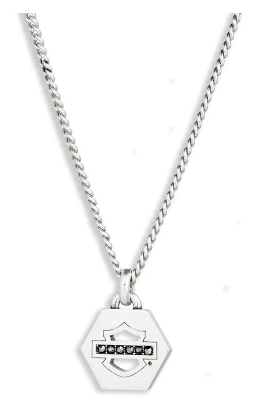 H-D Men's 22" Circle Skull Pendant Necklace - Stainless Steel