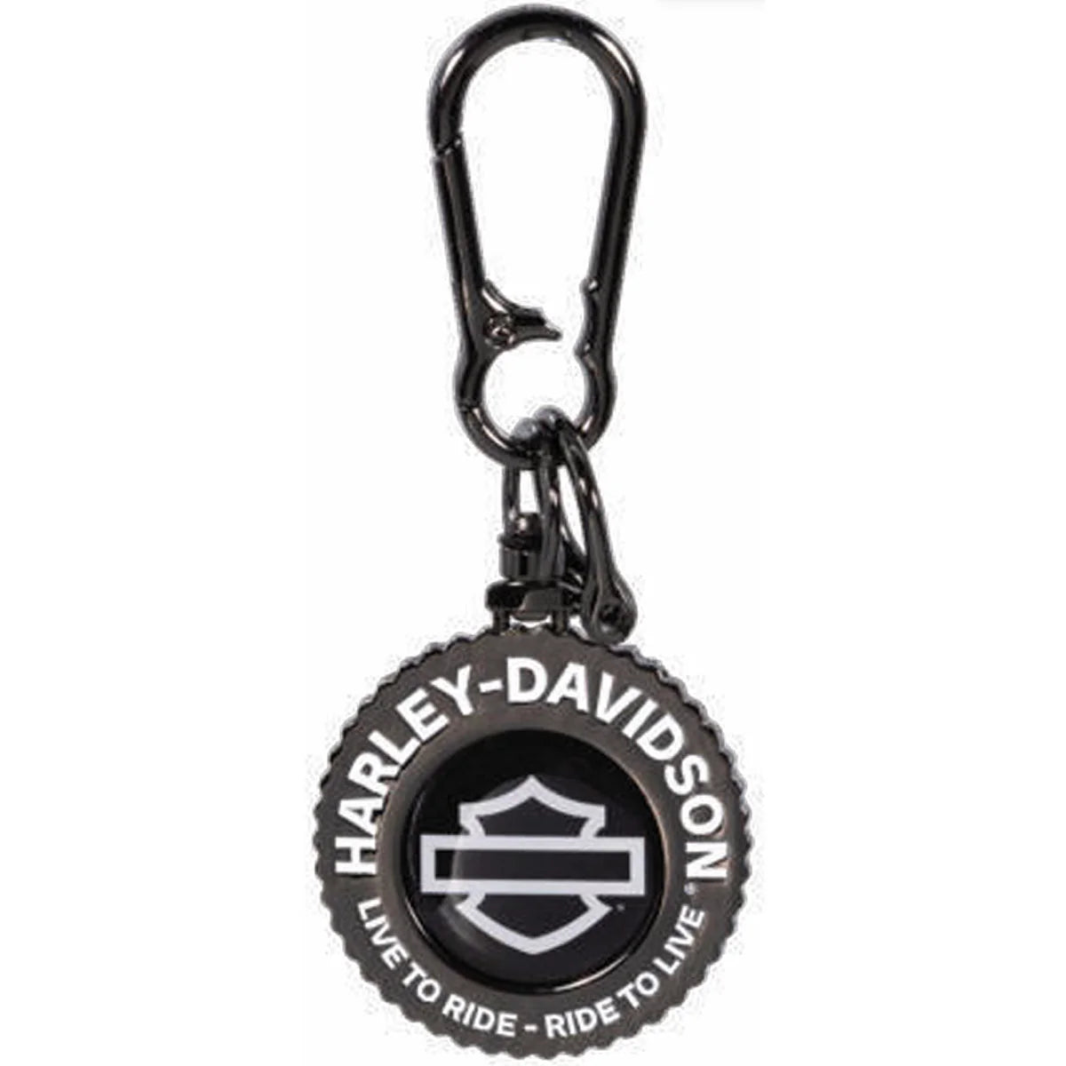 Harley-Davidson Matte Black "Live to Ride" Rotating Emblem Keychain