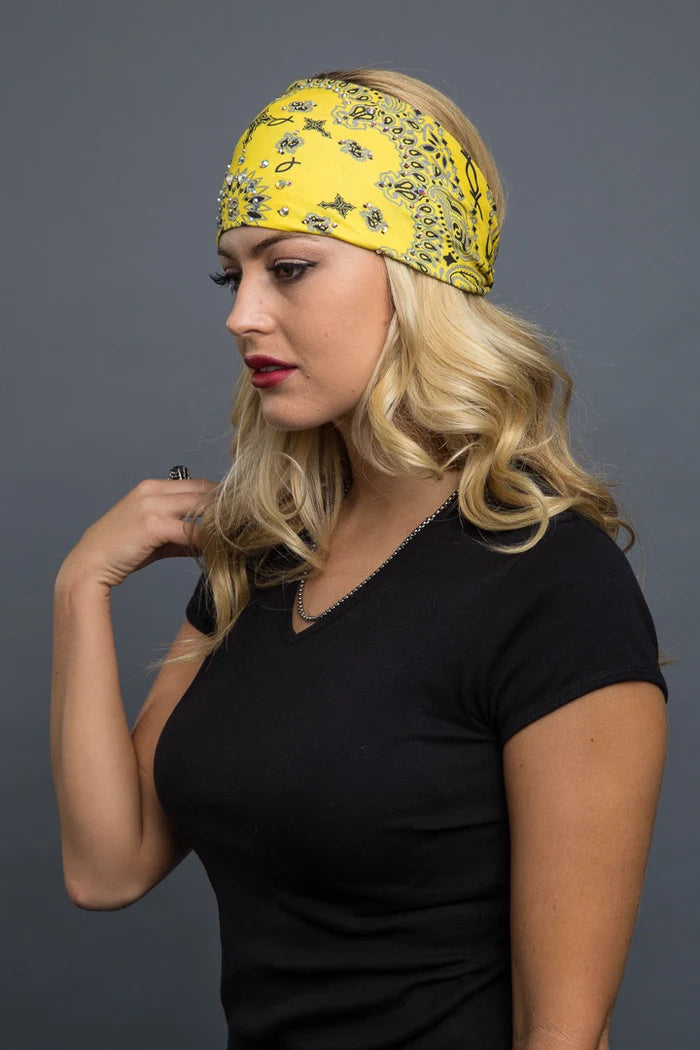 Ladies Yellow Faith Paisley w/Gems EZ Bandz Headband