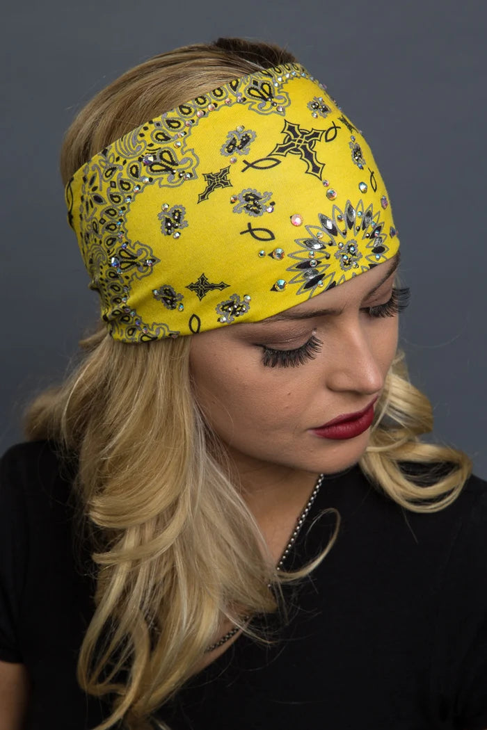 Ladies Yellow Faith Paisley w/Gems EZ Bandz Headband