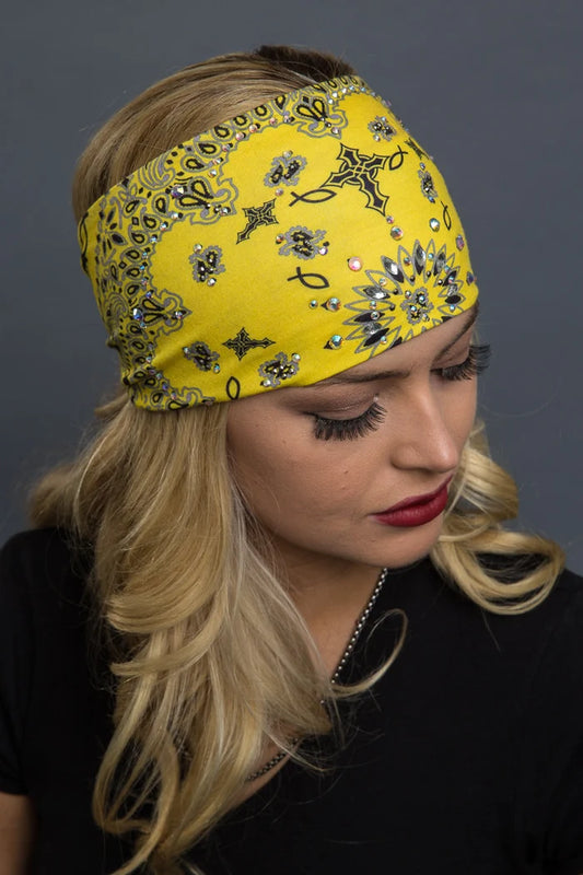 Ladies Yellow Faith Paisley w/Gems EZ Bandz Headband