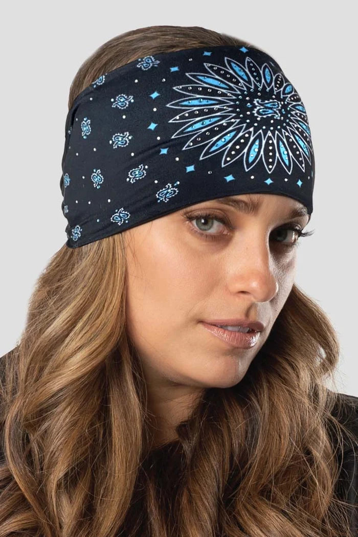 Ladies Teal Sunrise Paisley w/Gems EZ Bandz Headband