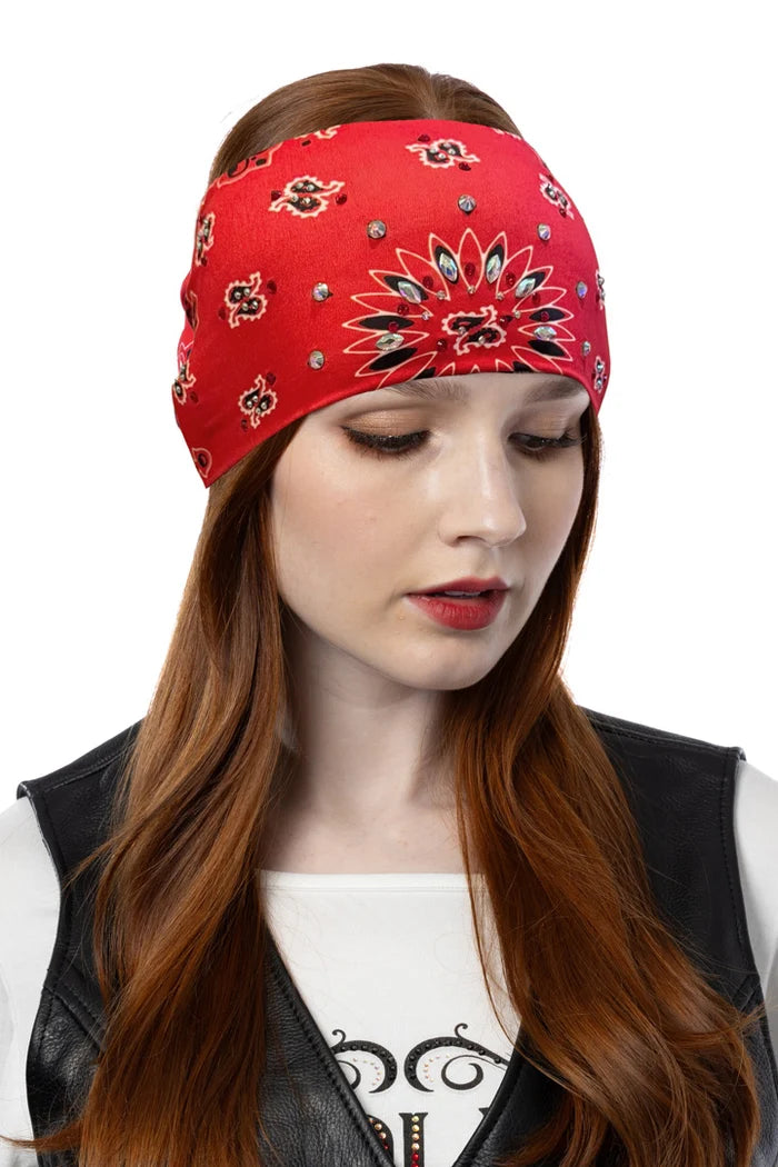 Ladies Red Paisley w/Gems EZ Bandz Headband