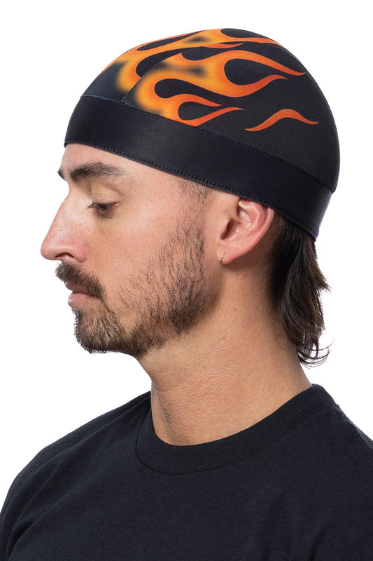 Skull Cap Orange Flames