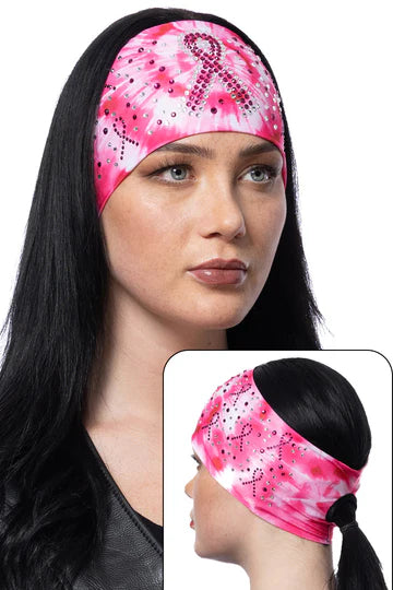 Tie Dye Pink Ribbon with Ponytail