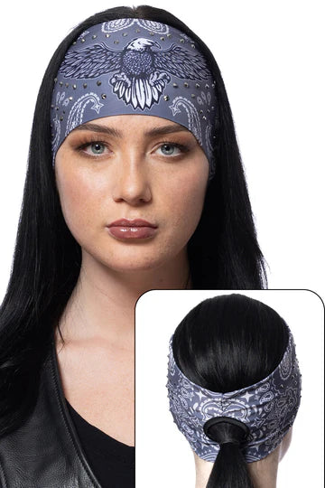 Ponytail Gray Eagle Paisley w/ Gems