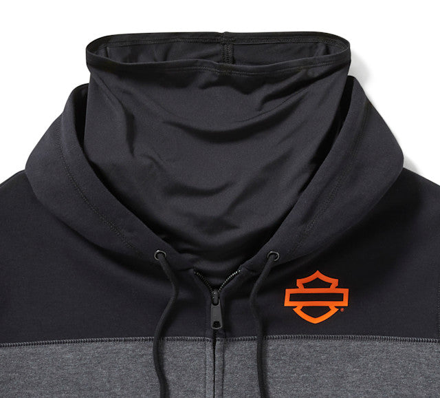 Men's H-D TECH Gaiter Full Zip - Colorblock - Charcoal Grey Heather (B65) & Harley Black