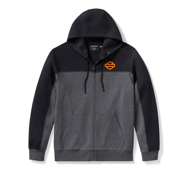 Men's H-D TECH Gaiter Full Zip - Colorblock - Charcoal Grey Heather (B65) & Harley Black