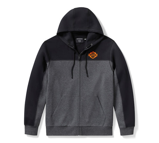 Men's H-D TECH Gaiter Full Zip - Colorblock - Charcoal Grey Heather (B65) & Harley Black