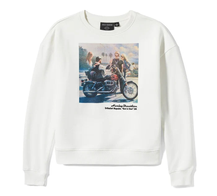 Harley-Davidson Women's Archive Photo Fleece Crew - CLOUD DANCER