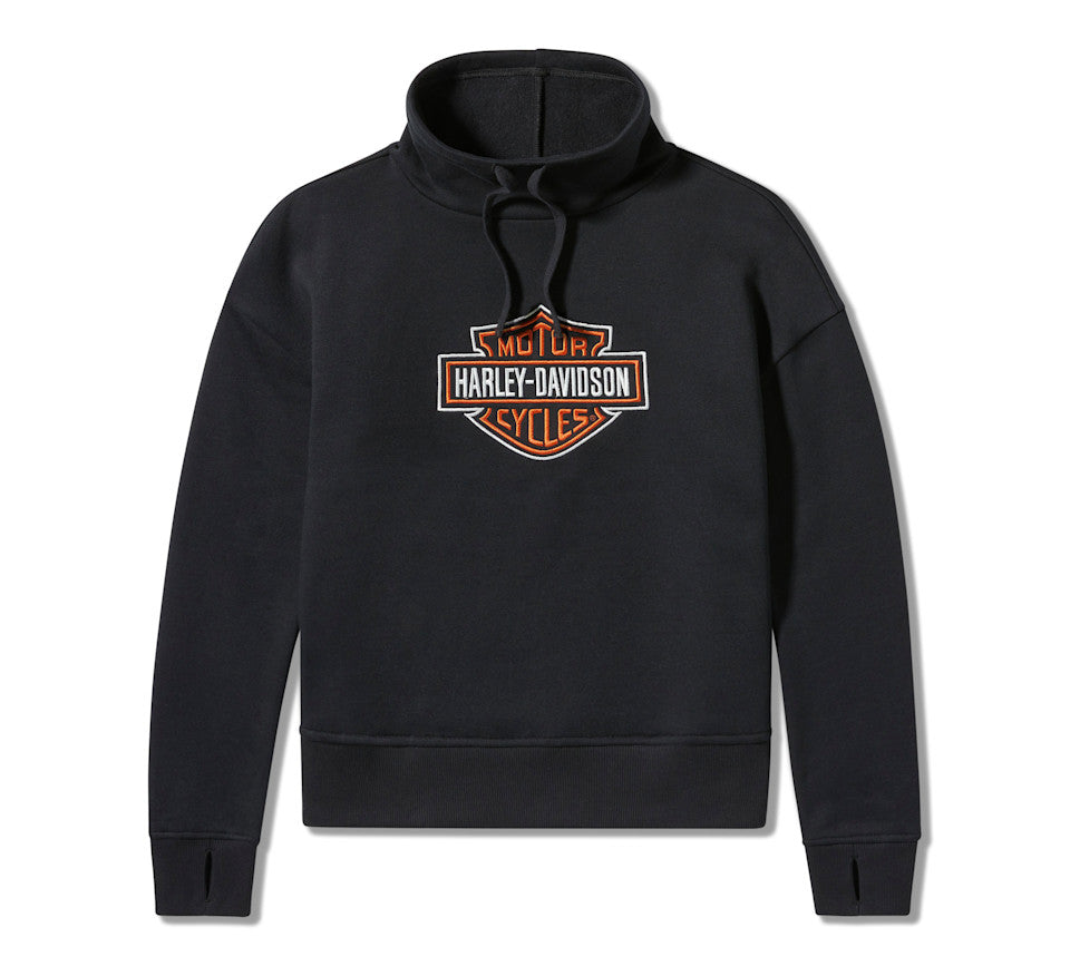 Women's Essential Bar &amp; Shield Funnel Neck Pullover - Harley Black