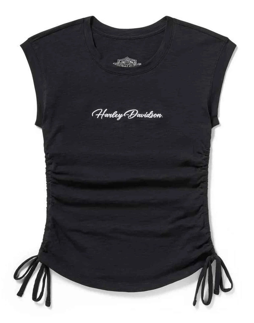 Harley-Davidson® Women's Essential Ruched Short Sleeve Top, Black