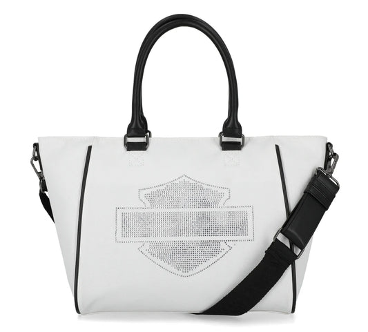 Open Bar & Shield Rhinestone Satchel
