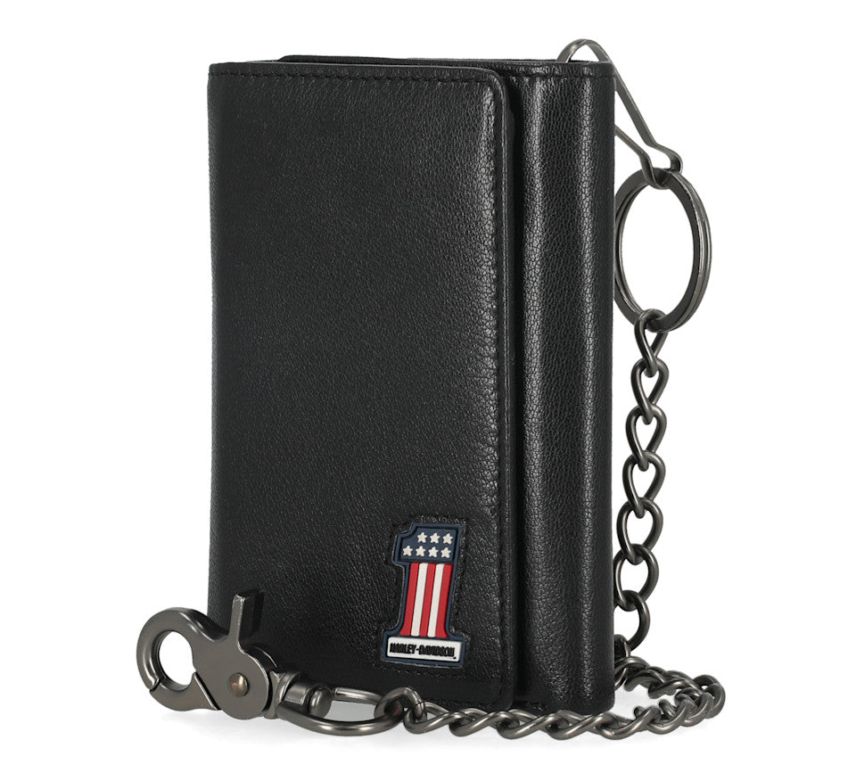 Harley-Davidson #1 Logo Trifold Wallet w/ Chain