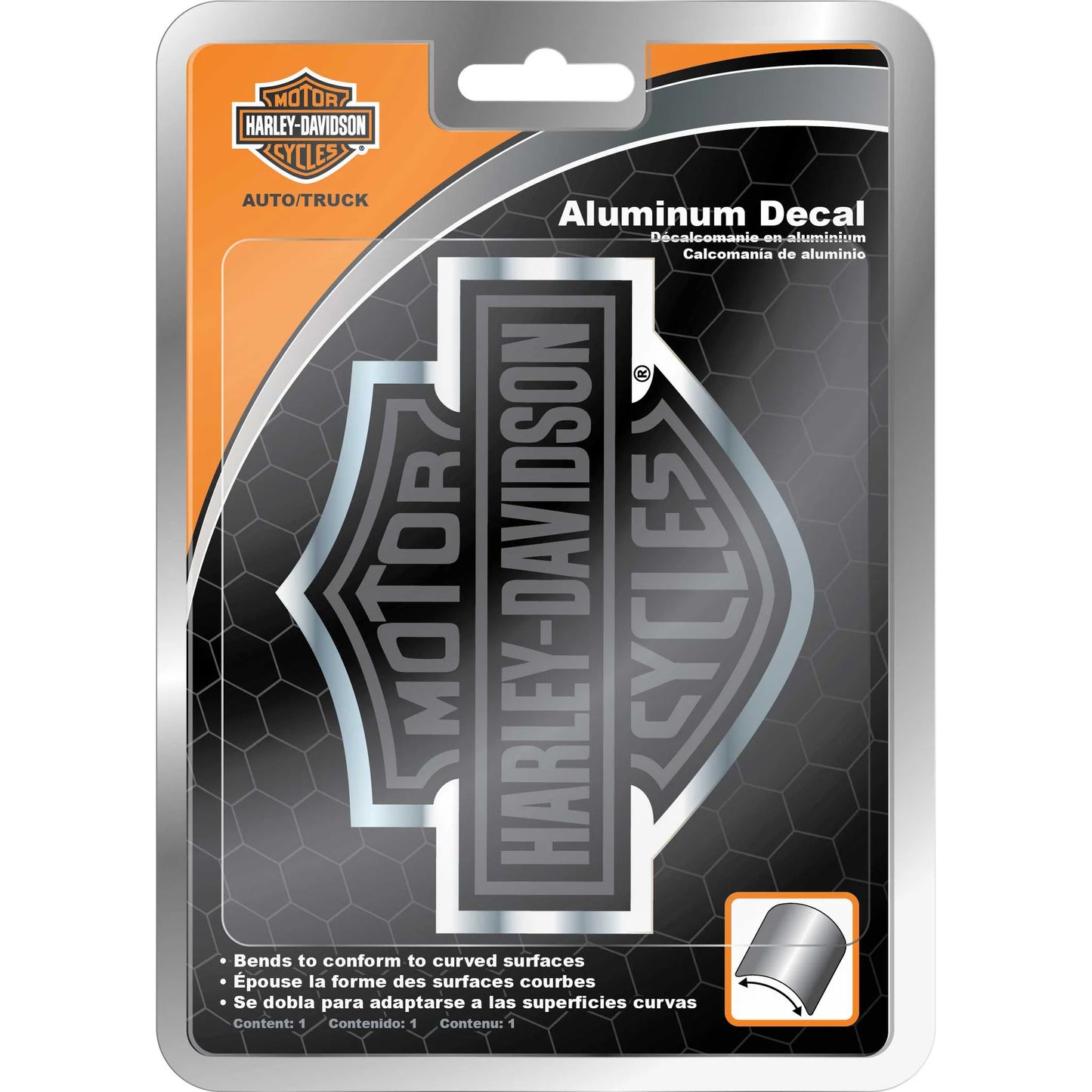 Harley-Davidson® Bar & Shield Logo Bendable Aluminum Decal, Black/Silver