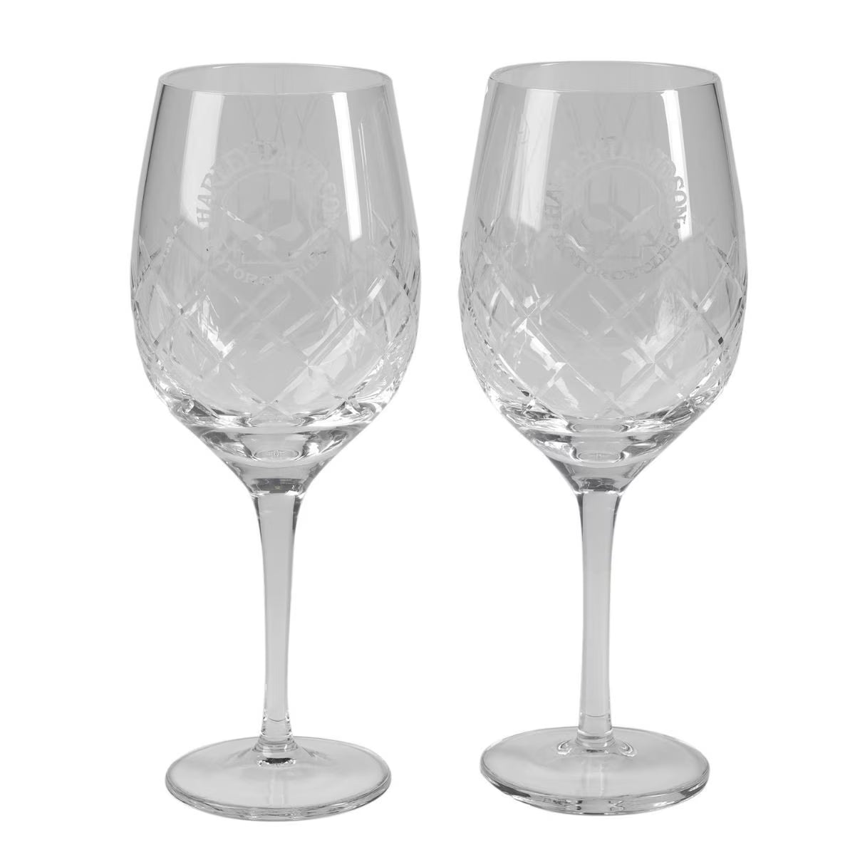H-D Willie G. Skull Crystal Wine Glass Set- HDL