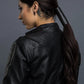 4 Inch Solid Black Leather Hair Glove
