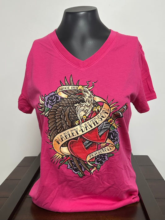H-D Eagle Heart Women's V-Neck Tee