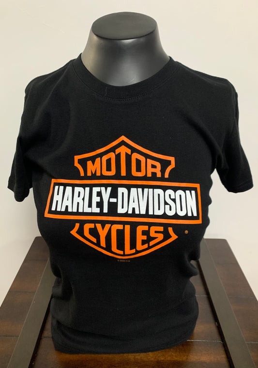 Bar & Shield Orange & Black Womens Short Sleeve Tee