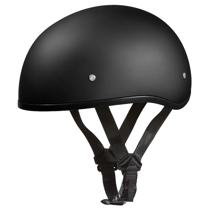 DOT Approved Daytona Skull Cap Half Shell Motorcycle Helmet - Beanie Style  - Dull Black